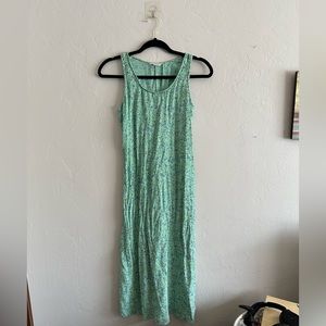 VINTAGE Green floral midi dress